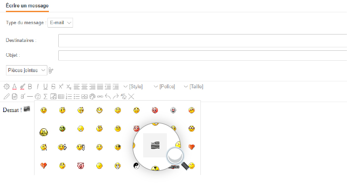EmojiBZH intégré dans la messagerie postel.bzh