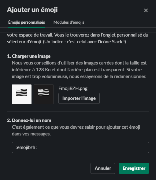 Ajouter EmojiBZH à Slack - Etape 3